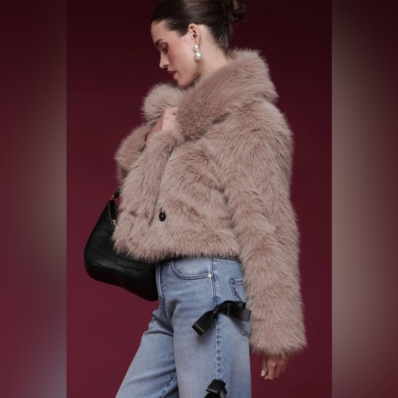 NWOT Avec Les Filles Women's Faux Fur Jacket - Tan - Picture 8 of 9